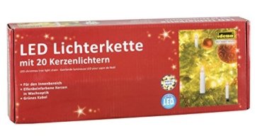 Idena 8582177 - LED Kerzenlichterkette mit 20 LED in warm weiß, 20 Kerzen mit Klemmen, perfekt für den Weihnachtsbaum, ca. 11 m - 1