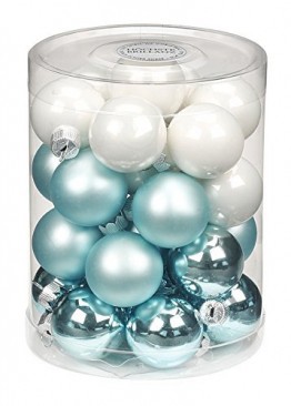 Inge-glas 15209D001-MO Glaskugel, 30 mm, 28 Stück/Dose, Cool Mint-Mix, (Porzellan weiß opal, Mint Glanz + matt) - 1