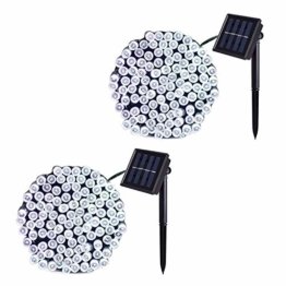 JMEXSUSS 2 Pack Solar Lichterkette 100LED 42.7ft 8 Modi Solar Weihnachtsbeleuchtung wasserdicht für Gärten, Hochzeit, Party, Häuser, Weihnachtsbaum, Vorhänge, im Freien (Weiß) - 1