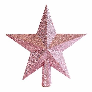 JYSPORT Weihnachtsbaumschmuck, Stern, glitzernd, 20 cm, Rosa (2), 20 cm - 1