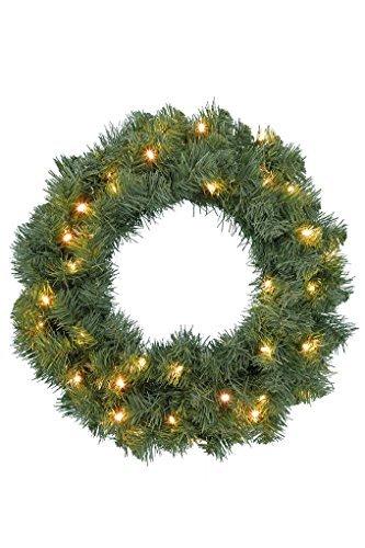 Kaemingk 691061 Tannenkranz, Soft Nadel PVC, außen, Außentrafo, 40 warmweiße LED, Durchmesser 50 cm - 1