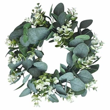 Kapmore Eukalyptus Künstlich, 12,99" Kranz Weihnachten Türkranz Wandkranz Efeugirlande Eukalyptus Künstlich Hängen Reben Blätter für Hochzeit, Party, Garten, Wanddekoration - 1