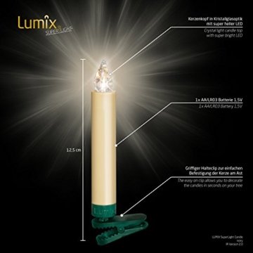 KRINNER Lumix Elfenbein LUMIX Superlight, kabellose Power LED Christbaumkerzen 10er Basis-Set (In-& Outdoor IP44), ABS Kunststoff, 1.7 x 1.7 x 12.5 cm - 5