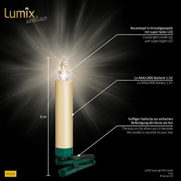 KRINNER Lumix LUMIX Elfenbein KRINNER LUMIIX Superlight Mini kabellose Power LED Christbaumkerzen 12er Basis-Set (Outdoor IP44), ABS Kunststoff, 1.5 x 1.5 x 9 cm - 5