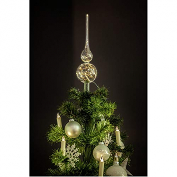 KRINNER Lumix LUMIX Tree Topper, kabellose, mundgeblasene Power LED Christbaumspitze, Klar, Glas, 0.014 W, 28 - 