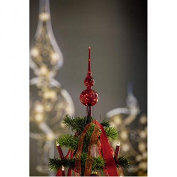 KRINNER Lumix LUMIX Tree Topper, kabellose, mundgeblasene Power LED Christbaumspitze, Rot, Glas, 0.014 W, 28 - 