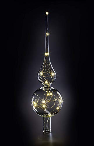 KRINNER Lumix LUMIX Tree Topper, kabellose, mundgeblasene Power LED Christbaumspitze, Klar, Glas, 0.014 W, 28 - 1
