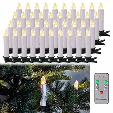 LARS360 LED Kerzen Weihnachts Kerzen Kabellos mit Fernbedienung Christbaumkerzen Flammenlose Lichterkette Kerzen für Weihnachtsbaum, Weihnachtsdeko, Feiertag - 40 Stück Warmweiß Weihnachtskerzen - 1