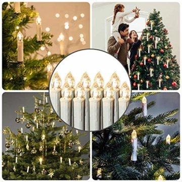 LARS360 LED Kerzen Weihnachts Kerzen Kabellos mit Fernbedienung Christbaumkerzen Flammenlose Lichterkette Kerzen für Weihnachtsbaum, Weihnachtsdeko, Feiertag - 40 Stück Warmweiß Weihnachtskerzen - 5