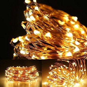 LE 22M LED Lichterkette Draht aus Kupferdraht, 200 LEDs, Wasserdicht IP65, Strombetrieben mit Stecker, Ideale Weihnachtsbeleuchtung für Außen, Innen, Zimmer, Party, Hochzeit Deko usw. Warmweiß - 3