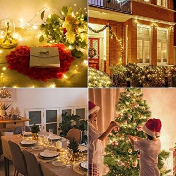 LE 22M LED Lichterkette Draht aus Kupferdraht, 200 LEDs, Wasserdicht IP65, Strombetrieben mit Stecker, Ideale Weihnachtsbeleuchtung für Außen, Innen, Zimmer, Party, Hochzeit Deko usw. Warmweiß - 8