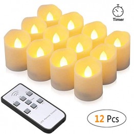 LED Kerzen, synmixx 12 LED Flammenlose Teelichter Flackern Kerzen mit Fernbedienung, Timerfunktion, Dimmbar, Elektrische Kerze Lichter für Weihnachtsdeko, Party, Geburtstags (Warmweiß) - 1