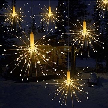LED Lichterkette, Queta Lichtkette mit Fernbedienung Outdoor Weihnachtslichterkette Batteriebetrieben, explodierendes Feuerwerk, Warmweiß (180 Lichter) - 1