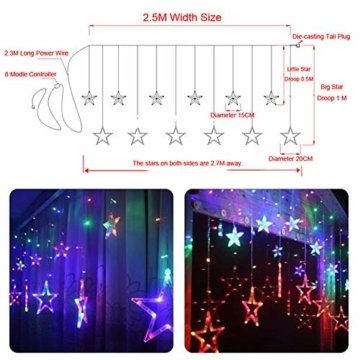 LED Lichterkette Star vorhang lichterkette,Innen- und Außen Deko Glühbirne,2.5m 138LEDs String Lichter Lights für Weihnachten Hochzeit Party Weihnachtsbaum Haushalt Garten weihnachten deko (Farbe) - 2