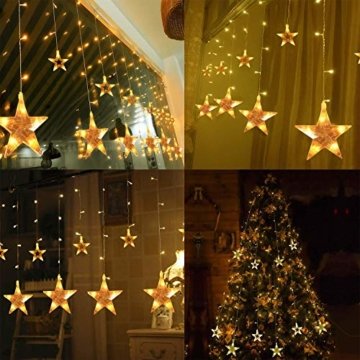 LED Lichtervorhang 12 Sterne Weihnachtsbeleuchtung - Avoalre 108 LEDs Sternenvorhang Fernbedienung mit Timer + 8 Leuchtmodi + 4 Dimmung IP44 wasserdicht Weihnachtsdeko für Fenster Balkon Innen Außen - 9