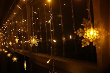 LED Lichtervorhang, LED Lichterkette, WeihnachtenBeleuchtung, 93 LED Lichterkettenvorhang, Lang Schneeflocke LED String Licht, EU Stecker, Innen/Außen, Weihnachtsdeko Christmas, Warmweiß 3.5 * 0.8M - 2