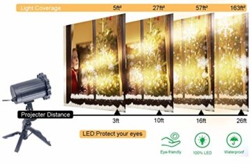 LED Schneeflocke Projektor Licht, UNIFUN Wasserdicht Schneefall Weihnachtsbeleuchtung Aussen LED Projektionslampe für Außen und Innen Deko,Partys, Weinachten und Feiertage - 5