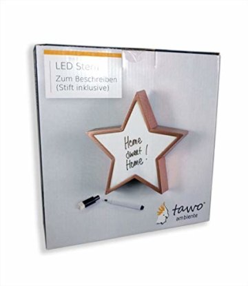 LED Stern Lampe zum individuellen Beschriften inkl. Stift mit intigrierten Schwamm, Lightbox Leuchtschild Leuchtbox Lichtbox Whiteboard Geschenkbox Leuchtbild - 3