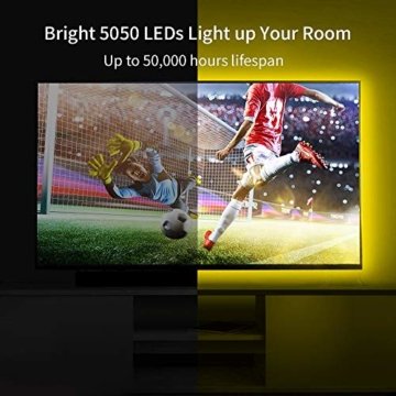 LED Strip Lichterkette, Govee 5m RGB Farbänderung LED Streifen Lichtband Selbstklebend mit Fernbedienung und Controller für Zuhause, Schlafzimmer, TV, Schrankdeko, Hell 5050 LED Band, Schnittbar - 2