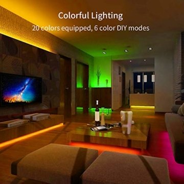 LED Strip Lichterkette, Govee 5m RGB Farbänderung LED Streifen Lichtband Selbstklebend mit Fernbedienung und Controller für Zuhause, Schlafzimmer, TV, Schrankdeko, Hell 5050 LED Band, Schnittbar - 5