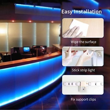 LED Strip Lichterkette, Govee 5m RGB Farbänderung LED Streifen Lichtband Selbstklebend mit Fernbedienung und Controller für Zuhause, Schlafzimmer, TV, Schrankdeko, Hell 5050 LED Band, Schnittbar - 9