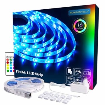 LED Strip RGB 5m LED Licht Streifen SMD 5050 Leds mit Netzteil, Fernbedienung Led stripes Lichtband Leiste Band Beleuchtung,MEHRWEG - 1