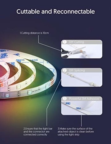 LED Strip RGB 5m, TECKIN 5050 RGB LED Streifen Lichtband Selbstklebend mit Fernbedienung und Netzteil LED lichterkette für die Innenbeleuchtung Küchenbett Flexible Beleuchtungsstreifen von Bar - 3