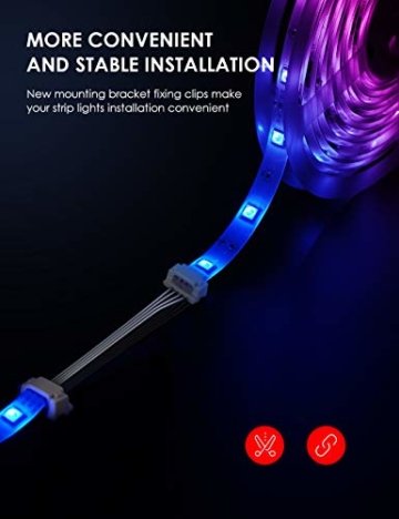 LED Strip RGB 5m, TECKIN 5050 RGB LED Streifen Lichtband Selbstklebend mit Fernbedienung und Netzteil LED lichterkette für die Innenbeleuchtung Küchenbett Flexible Beleuchtungsstreifen von Bar - 4