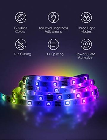 LED Strip RGB 5m, TECKIN 5050 RGB LED Streifen Lichtband Selbstklebend mit Fernbedienung und Netzteil LED lichterkette für die Innenbeleuchtung Küchenbett Flexible Beleuchtungsstreifen von Bar - 5