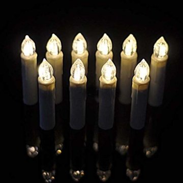 LED Weihnachtskerzen 10er Kabellos Kerzen, LED Christbaumkerzen mit Timer, Beige, Warmweiß, Flammenlose - 2