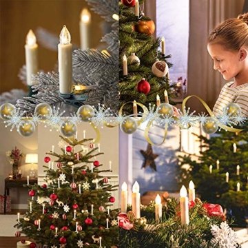 LED Weihnachtskerzen 10er Kabellos Kerzen, LED Christbaumkerzen mit Timer, Beige, Warmweiß, Flammenlose - 6