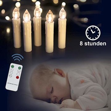 LED Weihnachtskerzen 10er Kabellos Kerzen, LED Christbaumkerzen mit Timer, Beige, Warmweiß, Flammenlose - 7