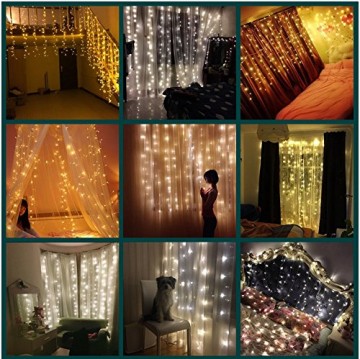 Lichterkette 200 Leds 22 Meter mit EU-Stecker von DC 31V Niederspannungstransformator und 8 Programm für Party, Halloween, Hochzeit, Beleuchtung Deko warmweiß von Uping [Energieklasse A+++] - 8