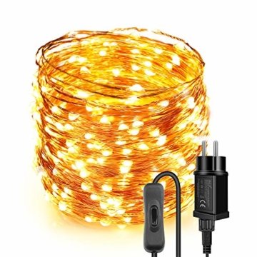 Lichterkette Moobibear 30M 300 LED Kupferdraht Lichterkette  Innen und Außen Wasserdicht Drahtlichterketten für Weihnachten Garten Terrasse Dekoration - Warmweiß - 1