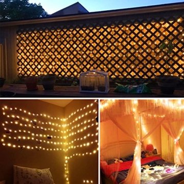 Lichterkette Moobibear 30M 300 LED Kupferdraht Lichterkette  Innen und Außen Wasserdicht Drahtlichterketten für Weihnachten Garten Terrasse Dekoration - Warmweiß - 5