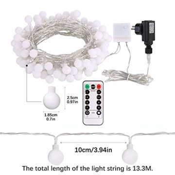 Lichterkette strombetrieben B-right 100 LED Globe Lichterkette, Lichterkette bunt, Innen- Außen Lichterkette glühbirne Fernbedienung,Weihnachtsbeleuchtung für Weihnachten Hochzeit Party Weihnachtsbaum - 2