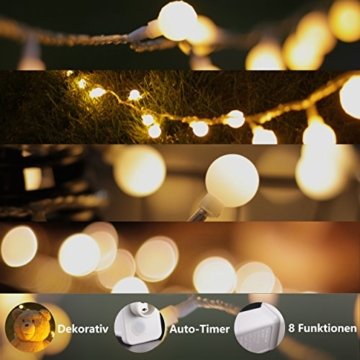 Lichterkette, von myCozyLite, LED Lichterkette mit timer, EU Stecker, 15m, 100er, Globe, Warmweiß, Weihnachtsbaum Deko, für Innen und Außen, erweiterbar, mit 31V DC Niederspannungs-Transformator - 2