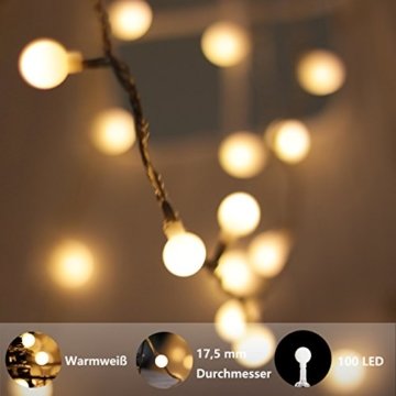 Lichterkette, von myCozyLite, LED Lichterkette mit timer, EU Stecker, 15m, 100er, Globe, Warmweiß, Weihnachtsbaum Deko, für Innen und Außen, erweiterbar, mit 31V DC Niederspannungs-Transformator - 5