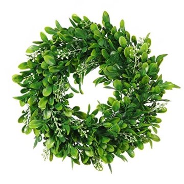 LinTimesTürkranz Wandkranz, Girlande Künstlich Pflanze mit Blumen und grünen Blättern für HochzeitenZuhause, Parties, Türen Und Feste - Grün - 1