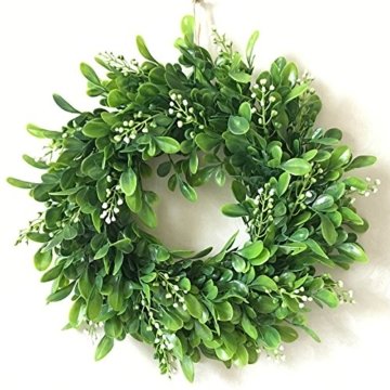 LinTimesTürkranz Wandkranz, Girlande Künstlich Pflanze mit Blumen und grünen Blättern für HochzeitenZuhause, Parties, Türen Und Feste - Grün - 8