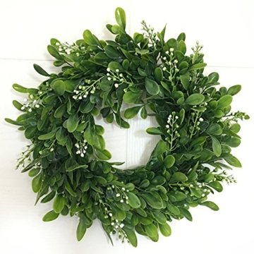 LinTimesTürkranz Wandkranz, Girlande Künstlich Pflanze mit Blumen und grünen Blättern für HochzeitenZuhause, Parties, Türen Und Feste - Grün - 10