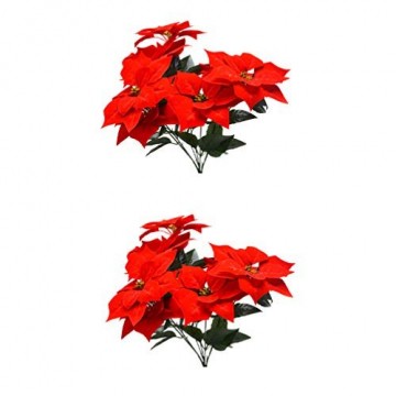LIOOBO 2 Stück Faux künstliche rote Weihnachtsstern Busch Weihnachtsbaum Weihnachten Blumenstrauß Herzstück Ornament für Büro Dekor Weihnachtsschmuck - 1
