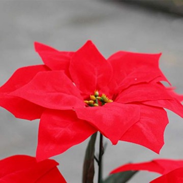 LIOOBO 2 Stück Faux künstliche rote Weihnachtsstern Busch Weihnachtsbaum Weihnachten Blumenstrauß Herzstück Ornament für Büro Dekor Weihnachtsschmuck - 5