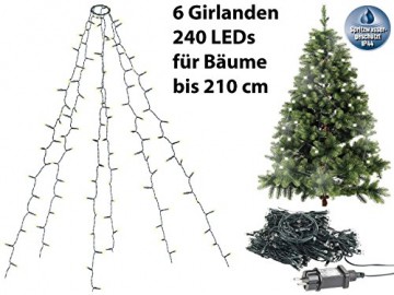 Lunartec Überwurflichterkette: Weihnachtsbaum-Überwurf-Lichterkette mit 6 Girlanden & 240 LEDs, IP44 (Baum Lichterkette mit Ring) - 3