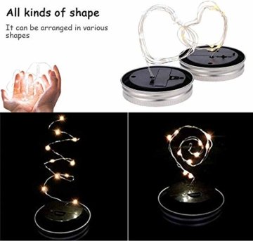 Molbory Solar Mason Jar Licht, 30 LED String Licht Außen Wasserdichte Glasgläser Garten Hängeleuchten, LED Weihnachtsbeleuchtung Lichterkette für Party, Hochzeitsdekoration (Warmweiß) - 7