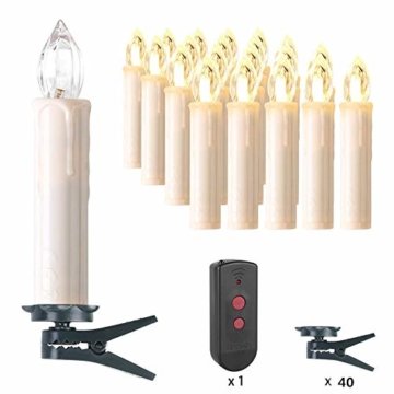 MVPOWER 20er Weinachten LED Kerzen Kabellos Warmweiß Weihnachtskerzen Christbaumkerzen Dimmen Flackern Baumkerze-Set,LED-Lichtfarbe Warmweiß - 1