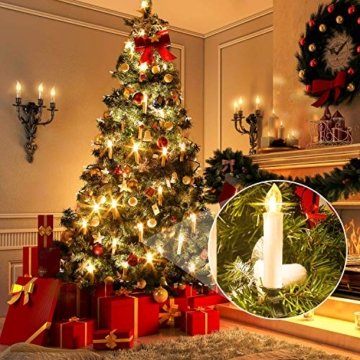 MVPOWER 20er Weinachten LED Kerzen Kabellos Warmweiß Weihnachtskerzen Christbaumkerzen Dimmen Flackern Baumkerze-Set,LED-Lichtfarbe Warmweiß - 5