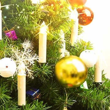 MVPOWER 20er Weinachten LED Kerzen Kabellos Warmweiß Weihnachtskerzen Christbaumkerzen Dimmen Flackern Baumkerze-Set,LED-Lichtfarbe Warmweiß - 6