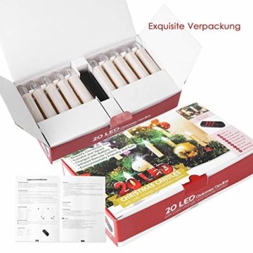 MVPOWER 20er Weinachten LED Kerzen Kabellos Weihnachtskerzen Christbaumkerzen Dimmen Flackern Baumkerze-Set,LED-Lichtfarbe Warmweiß, Rot, Grün, Blau - 6