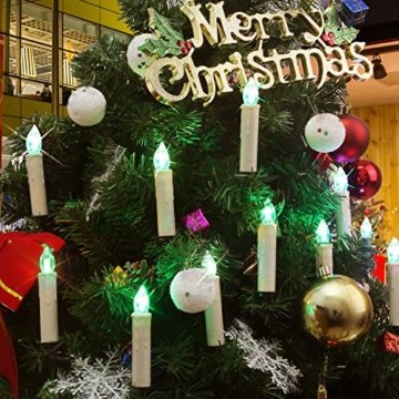 MVPOWER 20er Weinachten LED Kerzen Kabellos Weihnachtskerzen Christbaumkerzen Dimmen Flackern Baumkerze-Set,LED-Lichtfarbe Warmweiß, Rot, Grün, Blau - 7